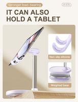 Support de téléphone de bureau professionnel X76, support de tablette en métal relevable avec support en silicone, réglable de 190 à 265 mm pour une utilisation au bureau