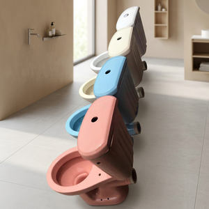 ชุดสุขภัณฑ์เซรามิกสองชิ้นพร้อมฝารองนั่งพลาสติกและอุปกรณ์เสริม/ฟิตติ้งสีงาช้าง - Product Image 3