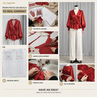 Chemisier rouge satiné pour femme, style cache-cœur, manches longues bouffantes, ourlet peplum, taille à nouer, pour rendez-vous galants et soirées, OEM, marque privée