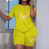 Ensemble décontracté deux pièces pour femme, respirant, avec logo, col rond, manches courtes, en Spandex et Polyester, T-shirt et pantalon imprimés motif 'Love Letter'