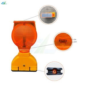 Lampe de signalisation routière solaire avec 3 perles LED clignotantes, voyant d'avertissement de circulation - Product Image 1