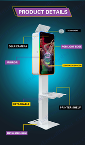 Cabine Photo Selfie Professionnelle Carrée Miroir Glam <span class=keywords><strong>pour</strong></span> Fêtes, Boîtier Métallique avec Écran Tactile <span class=keywords><strong>de</strong></span> 21,5 Pouces à Louer - Product Image 6