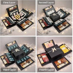 กล่องของขวัญแบบ 4 ชั้น สีดำ ดีไซน์สร้างสรรค์ ใช้สำหรับเตรียมของขวัญและสร้างความประหลาดใจ สามารถปรับแต่งได้ตามความต้องการ - Product Image 4