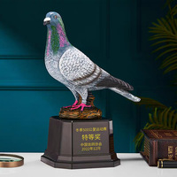 Accessoires de trophée en résine, pièces de trophée à thème créatif, grand trophée colombe avec logo personnalisé pour pigeons voyageurs