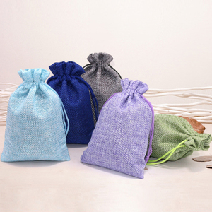 Petite pochette en coton et lin naturel pour bijoux, cadeaux, savons, emballage écologique, sac en jute avec cordon de serrage, impression personnalisée du logo, estampage - Product Image 2