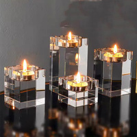 Bloc de cristal K9 vierge en gros 5*5*8cm pour bougeoir, avec gravure intérieure 3D, support de bougie en cube de cristal vierge