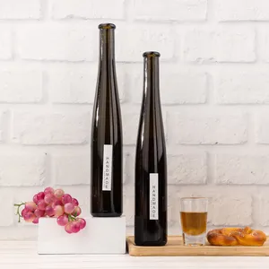El más nuevo Sake Wine Claret Contenedor de almacenamiento de bebidas 400ml Dark Amber Slim Cider Mead Whisky Licor Botella de vidrio con tapón de corcho