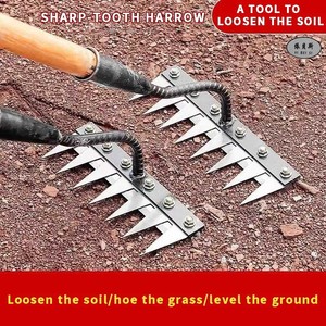 Vente en gros de râteau <span class=keywords><strong>à</strong></span> 6 dents outils de désherbage en acier au manganèse dur ferme familiale outils <span class=keywords><strong>à</strong></span> main pour creuser le sol - Product Image 4