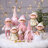 Nouvelle mode 2026 : Ornements de Noël Poupée Ange Rose, Cadeau de Noël pour Filles, Gnome Rose Sans Visage pour Décorations d'Arbre de Noël