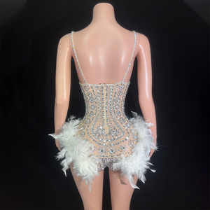 Новички Y5033, оптовая продажа, Китайский магазин, одежда со стразами и перьями для выступлений, пикантное платье на бретельках для латинских танцев - Product Image 3