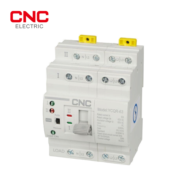 China Supplier AC220V 16A 2P PC Type YCQR-63 CNC Brand Dual Automatic Transfer Switch