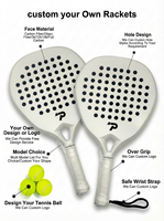 Carbonfaser-Padel-Schläger, Diamantform, 38 mm dick, 3-lagiger EVA-Kern, 365 g, matt perlweiß, Paddle-Tennis-Schläger