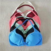 BQ Soutien-gorge de sport à bretelles fines pour femme, maintien élevé, style halter, froncé, sans couture, pour l'entraînement et le yoga