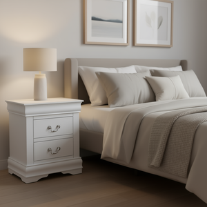 Db Modern Minimalist 2 Drawer <b>Nightstand</b> Solid Wood <b>White</b> Bedroom Furniture For Home Use - Product Image 2