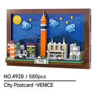Wange 4928 Carte postale de la ville de Venise, modèle créatif de briques personnalisées, ensemble de blocs de construction éducatifs, jouet de collection en plastique