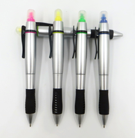 Surligneur avec stylo et stylet combinés, barils multicolores, encre noire à bille, surligneurs en gel à la cire