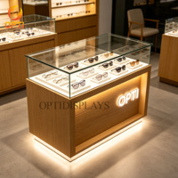 Mostrador Moderno para Óptica con Iluminación LED, Exhibidor de Gafas de Sol con Cerradura para Tienda Minorista