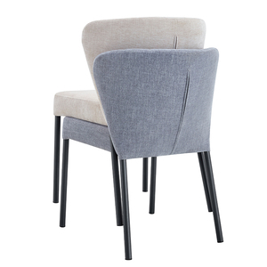 Sillas de sala de estar sin brazos simples modernas Silla de comedor tapizada de terciopelo de tela apilable con patas de metal - Product Image 5
