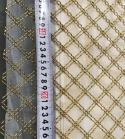Malla Metálica Decorativa de Acero Inoxidable con Tiras Planas Doradas y Diamantes Tejidos, Semitransparente, de Lujo, para Exteriores