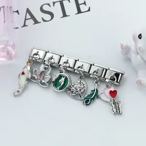 Hapiship nuevo Original Daisy moda pez amor pájaros corazón llave pluma enlaces ajuste 9mm pulsera italiana encanto DJ367 - Product Image 6