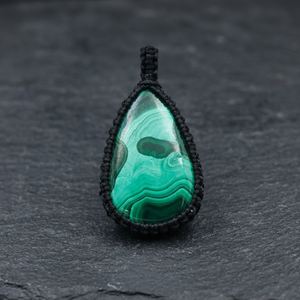 Wholesale Handmade Malachite Crystal Macrame Pendant Black Cord Green Banded Stone Adjustable <b>Boho</b> <b>Necklace</b> Natural Healing - Product Image 4