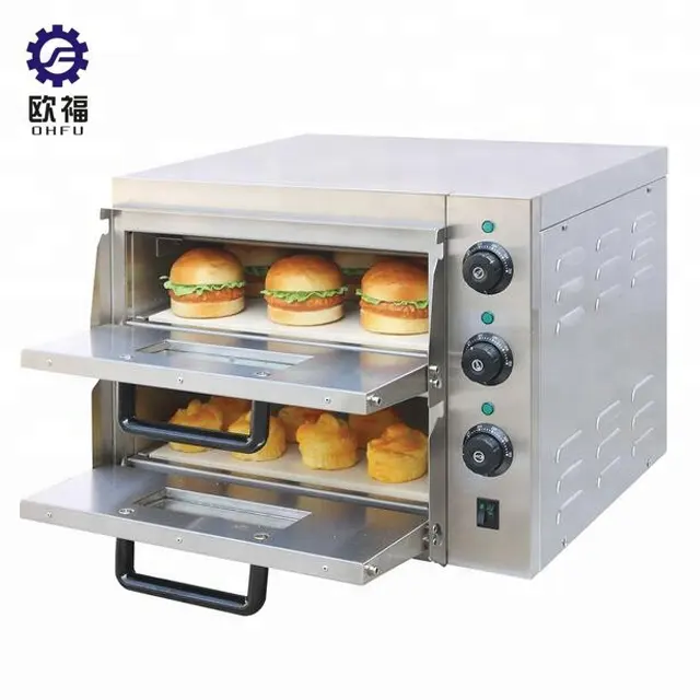 Oven Pizza elektrik dek ganda, peralatan membuat kue Stainless Steel harga murah