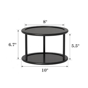 Venta al por mayor de 2 niveles personalizados de bambú <span class=keywords><strong>Lazy</strong></span> <span class=keywords><strong>Susan</strong></span> tocadiscos estante de especias encimera de cocina gabinete giratorio organizador de condimentos - Product Image 2