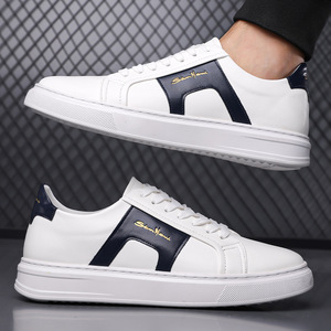 Zapatillas Casuales para Hombre, Blancas, Punta Redonda, con Cordones, Suela de Goma, Entresuela de EVA, para Todas las Temporadas, Estilo Sólido, Zapatos para Caminar - Product Image 4