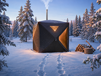 Tente de sauna Warmfire Eco Oxford carrée, triple couche, imperméable, avec structure en fibre de verre, respirante, 4 saisons, pop-up, pour le camping en plein air