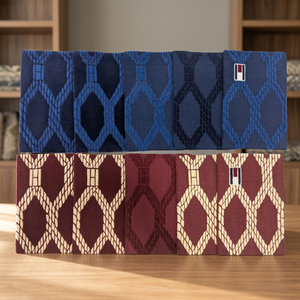 Wholesale Modern Custom Hand Tufted Wool Area <b>Rug</b> High Low Texture Rope Lattice Design Eco-Friendly Ivory Maroon Blue <b>Thin</b> Home - Product Image 3