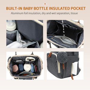 FULIYA Multifunktion aler Mama-Rucksack mit USB-<span class=keywords><strong>Baby</strong></span> tasche Aufbewahrung Reise windel Tragbare Mama-Tasche - Product Image 4