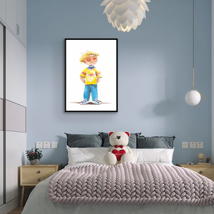 Decorazione della stanza dei bambini pittura a olio del fumetto dipinta a mano del piccolo principe di arte della parete della tela astratta - Product Image 1