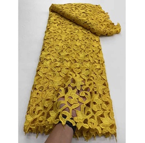 Oferta Especial: Nueva Tela de Encaje Guipur Africana con Lentejuelas Ecológicas Bordadas, 5 Yardas, Alta Calidad, Poliéster/Algodón, Diseño Floral - Product Image 2