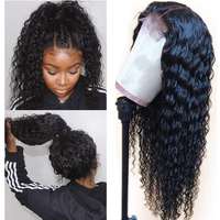 Perruque Lace Front Cheveux Brésiliens Ondulés Effet Mouillé Remy Densité 150% Transparente avec Mèches Brunes Longue Longueur pour Femme
