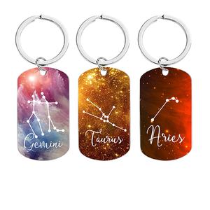 Cadeaux promotionnels personnalisés en gros, souvenirs, porte-clés constellation, porte-clés en acier inoxydable, horoscope, porte-clés signe du zodiaque 12 - Product Image 2
