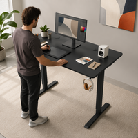 Bureau de jeu intelligent AOR avec levage électrique, support pour casque et porte-gobelet, hauteur réglable 72-116 cm, plateau en fibre de carbone