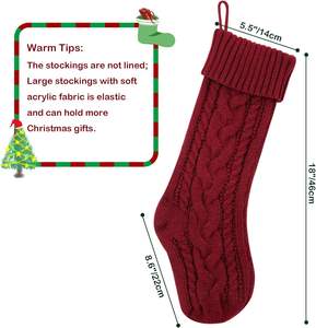 <b>Christmas</b> Party Decor 18inches Large Cable Knitted <b>Christmas</b> <b>Stockings</b> Bulk <b>Personalized</b> Xmas Hanging Red <b>Christmas</b> <b>Stockings</b> - Product Image 2