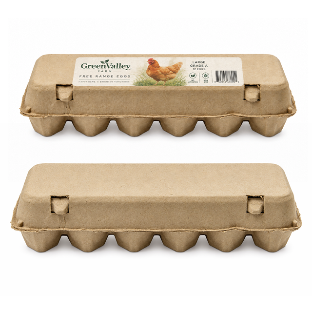 12 Cavity Molded Pulp Egg Tray Biodegradable Paper Pulp Egg Carton Holder Compostable Eco-Friendly Packaging for Farm Retail