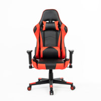 Kursi Komputer Gamer Sandaran Tinggi dengan Dudukan Empuk Mekanisme Kupu-kupu Dapat Disesuaikan Kursi Gaming Kulit Merah Nyaman