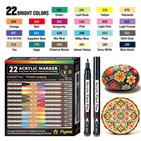 Stylos à peinture acrylique XinyiArt, 22 tons rouges et roses, assortiment de marqueurs de la série Pro Color, pointe extra fine de 0,7 mm pour la peinture sur roche, tasse