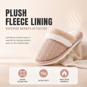 Pantuflas de <span class=keywords><strong>Invierno</strong></span> para <span class=keywords><strong>Mujer</strong></span>, Tejidas, <span class=keywords><strong>Cerradas</strong></span>, Forradas de Felpa Suave, Cálidas, para Interiores y Exteriores, con Suela Antideslizante de PVC - Product Image 3