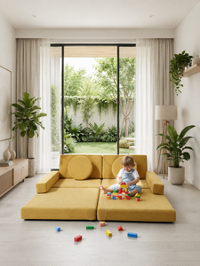 Customizable Eco-Friendly Premium Fabric Children's Lounge Seating with Square <b>Frame</b> for Living Room and Hotel Use - Product Image 3