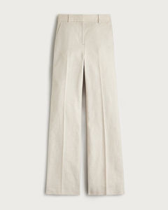 Pantalon tailleur beige en mélange de lin, coupe droite taille haute, respirant, idéal pour l'été, le bureau ou les tenues décontractées professionnelles - Product Image 1