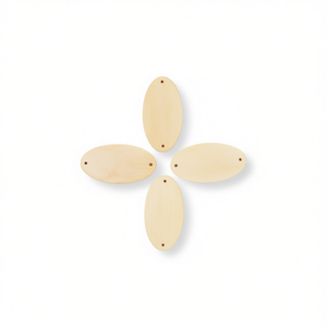 Accessorio Artigianale ILAN: Pezzo Ovale in Legno 41x22mm, Set da 4 Pezzi - Product Image 1