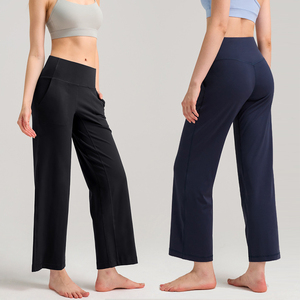 Vente en gros de leggings de yoga personnalisés pour femmes, pantalons droits et confortables de taille haute à jambes larges avec lifting des hanches, style sportif décontracté - Product Image 1