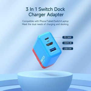 <span class=keywords><strong>Cargador</strong></span> Jemdo PD36W GaN para <span class=keywords><strong>Nintendo</strong></span> <span class=keywords><strong>Switch</strong></span> 1/2, Base de Carga Portátil 3 en 1 para HD, Accesorio para Transmitir a TV, Conector Tipo C-ABL - Product Image 3