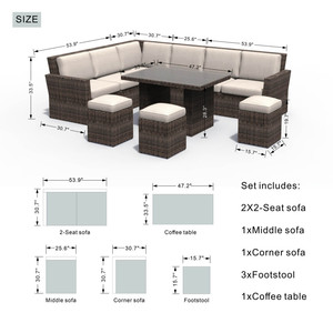 Ensemble de canapés de jardin en <span class=keywords><strong>rotin</strong></span> extérieur de luxe ensemble de meubles en osier canapé de patio chaise ensemble de salon canapés d'hôtel de jardin en <span class=keywords><strong>rotin</strong></span> <span class=keywords><strong>naturel</strong></span> - Product Image 6