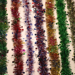 Nueva Guirnalda de Pompones Coloridos Navideños, Decoración para Eventos <span class=keywords><strong>con</strong></span> Adornos de Visco y Cintas, Pompones de Plástico Estilo Estrella Pequeña, 2m, de Fábrica - Product Image 2