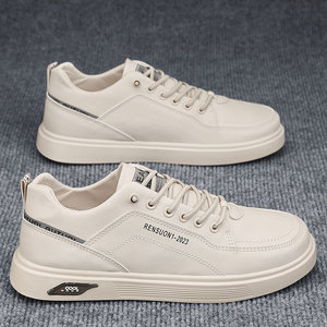 Zapatillas Deportivas de Piel Blancas para Hombre Ansuoni, con Punta Redonda, Estilo Baloncesto, Casuales, para Todas las Temporadas, con Suela de Goma - Product Image 4