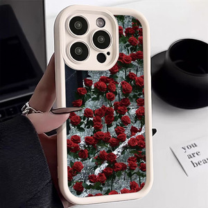 Venta caliente rojo rosa flor cubierta protectora Ins estilo suave TPU teléfono caso para iPhone 15 14 13 Pro - Product Image 1